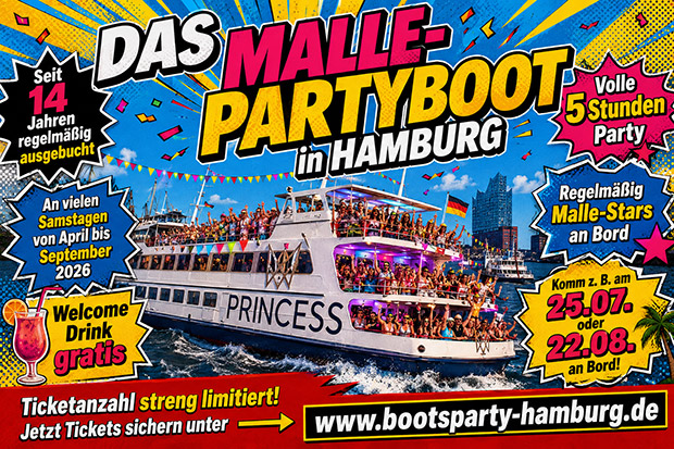Das Malle-Partyboot in Hamburg - komm an Bord!