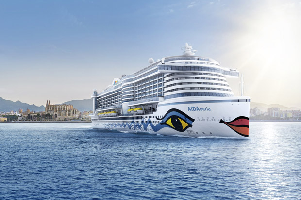 Rendering der AIDAperla vor dem Hafen von Palma de Mallorca Rendering der AIDAperla vor dem Hafen von Palma de Mallorca